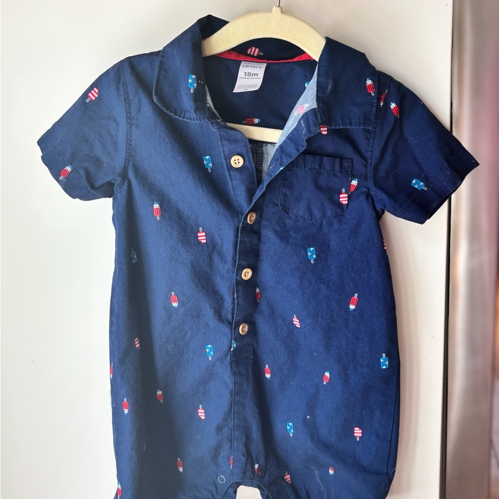 Carter's Navy Blue Bodysuit with Red and White Accents